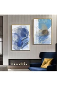 Harikabirev HARİKABİREV|LACİVERT-GOLD DESENLİ SOYUT KOMBİNİ 002 |ÇERÇEVELİ CAM TABLO  2Lİ DİKEY thumbnail 1