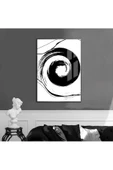 Harikabirev HARİKABİREV|SİYAH-BEYAZ SOYUT SPPİRAL MODEL 1 |ÇERÇEVELİ TEMPERLİ CAM TABLO TEKLİ DİKEY thumbnail 1