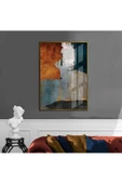 Harikabirev HARİKABİREV|TURUNCU-SİYAH-GRİ SOYUT MODEL 1 |ÇERÇEVELİ TEMPERLİ CAM TABLO TEKLİ DİKEY thumbnail 1