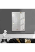 Harikabirev HARİKABİREV|GRİ-GOLD YILDIZ DESENLİ MODEL 1|ÇERÇEVELİ TEMPERLİ CAM TABLO TEKLİ DİKEY thumbnail 1