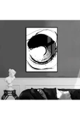 Harikabirev HARİKABİREV|SİYAH-BEYAZ SOYUT SPPİRAL MODEL 2 |ÇERÇEVELİ TEMPERLİ CAM TABLO TEKLİ DİKEY thumbnail 1