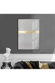 Harikabirev HARİKABİREV|GRİ-GOLD ABSTRACT DESENLİ MODEL 1|ÇERÇEVELİ TEMPERLİ CAM TABLO TEKLİ DİKEY thumbnail 1
