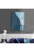 Harikabirev HARİKABİREV|MAVİ TONLAR SOYUT MODEL 01  |ÇERÇEVELİ TEMPERLİ CAM TABLO TEKLİ DİKEY thumbnail 1