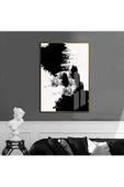Harikabirev HARİKABİREV|SİYAH-BEYAZ SOYUT ABSTRACT MODEL 002 |ÇERÇEVELİ TEMPERLİ CAM TABLO TEKLİ DİKEY thumbnail 1