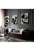 Harikabirev HARİKABİREV|BEJ-SİYAH SOYUT ABSTRACT KOMBİN 1 |ÇERÇEVELİ CAM TABLO 3LÜ DİKEY thumbnail 1