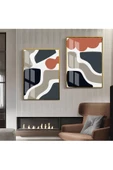 Harikabirev HARİKABİREV|BEYAZ-MAVİ-TURUNCU SOYUT ABSTRACT KOMBİN 01 |ÇERÇEVELİ CAM TABLO  2Lİ DİKEY thumbnail 1