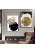 Harikabirev HARİKABİREV|SARI-SİYAH-GRİ SOYUT ABSTRACT KOMBİN 4 |ÇERÇEVELİ CAM TABLO  2Lİ DİKEY thumbnail 1