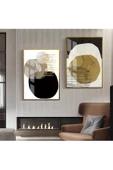 Harikabirev HARİKABİREV|SARI-SİYAH-GRİ SOYUT ABSTRACT KOMBİN 4 |ÇERÇEVELİ CAM TABLO  2Lİ DİKEY thumbnail 1