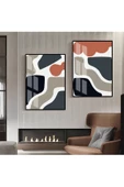 Harikabirev HARİKABİREV|BEYAZ-MAVİ-TURUNCU SOYUT ABSTRACT KOMBİN 01 |ÇERÇEVELİ CAM TABLO  2Lİ DİKEY thumbnail 1