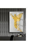 Harikabirev HARİKABİREV|GOLD-BEYAZ-KABARTMASIZ MELEK MODEL 2 |ÇERÇEVELİ TEMPERLİ CAM TABLO TEKLİ DİKEY - 1