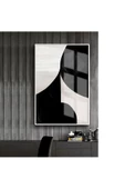 Harikabirev HARİKABİREV|SİYAH-BEYAZ SOYUT MODEL 2 |ÇERÇEVELİ TEMPERLİ CAM TABLO TEKLİ DİKEY thumbnail 1