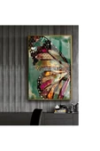 Harikabirev HARİKABİREV|YEŞİL-PEMBE-TURUNCU KELEBEK MODEL 1 |ÇERÇEVELİ TEMPERLİ CAM TABLO TEKLİ DİKEY thumbnail 1