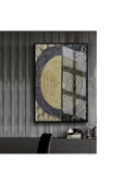 Harikabirev HARİKABİREV|GOLD-SİYAH-GRİ ETNİK SOYUT MODEL 2 |ÇERÇEVELİ TEMPERLİ CAM TABLO TEKLİ DİKEY thumbnail 1
