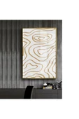 Harikabirev HARİKABİREV|BEYAZ-SARI SOYUT MODEL 4 |ÇERÇEVELİ TEMPERLİ CAM TABLO TEKLİ DİKEY thumbnail 1