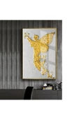 Harikabirev HARİKABİREV|GOLD-BEYAZ-KABARTMASIZ MELEK MODEL 2 |ÇERÇEVELİ TEMPERLİ CAM TABLO TEKLİ DİKEY - 1