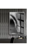 Harikabirev HARİKABİREV|GRİ-SİYAH-BEYAZ KUŞ TÜYÜ MODELİ 1 |ÇERÇEVELİ TEMPERLİ CAM TABLO TEKLİ DİKEY thumbnail 1