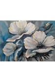 Harikabirev Hari?kabi?rev|mavi?-beyaz-gri? Çi?çek Detayli Tablo |tekli? Çerçevesi?z Yatay Kanvas Tablo thumbnail 3