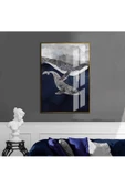 Harikabirev HARİKABİREV|MAVİ-GRİ-SİYAH YUNUS DETAYLI MODEL 3 |ÇERÇEVELİ TEMPERLİ CAM TABLO TEKLİ DİKEY thumbnail 1