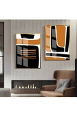 Harikabirev HARİKABİREV|TURUNCU-SİYAH-KREM SOYUT ŞEKİL KOMBİN |ÇERÇEVELİ CAM TABLO 2Lİ DİKEY thumbnail 1
