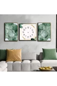Harikabirev HARİKABİREV|YEŞİL-GOLD YAPRAK DETAYLI KOMBİN SETİ 01 |ÇERÇEVELİ SAATLİ CAM TABLO thumbnail 1