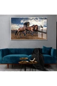 Harikabirev HARİKABİREV|SEVİLEN ASİL AT TABLOSU MANZARALI |ÇERÇEVELİ TEMPERLİ CAM TABLO TEKLİ YATAY thumbnail 1