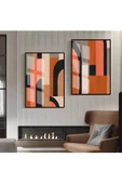 Harikabirev HARİKABİREV|SİYAH-KREM-KİREMİT SOYUT ABSTRACT KOMBİN |ÇERÇEVELİ CAM TABLO 2Lİ DİKEY thumbnail 1