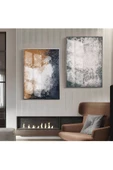 Harikabirev HARİKABİREV|MAVİ-BAKIR-GRİ SOYUT ABSTRACT KOMBİN |ÇERÇEVELİ CAM TABLO 2Lİ DİKEY thumbnail 1