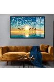 Harikabirev HARİKABİREV|YAZ MANZARALI MAVİ PALMİYE VE DENİZ MODELİ 1|ÇERÇEVELİ TEMPERLİ CAM TABLO TEKLİ YATAY thumbnail 1