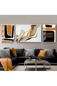 Harikabirev HARİKABİREV|SİYAH-TURUNCU-BEYAZ SOYUT ABSTRACT KOMBİN 01 |ÇERÇEVELİ TEMPERLİ CAM TABLO 3LÜ YATAY thumbnail 1