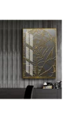Harikabirev HARİKABİREV|GOLD-SİYAH SEVİLEN SOYUT ŞEKİL 3 |ÇERÇEVELİ TEMPERLİ CAM TABLO TEKLİ DİKEY thumbnail 1