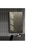 Harikabirev HARİKABİREV|GOLD-SİYAH SEVİLEN SOYUT ŞEKİL 3 |ÇERÇEVELİ TEMPERLİ CAM TABLO TEKLİ DİKEY thumbnail 1