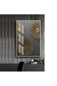 Harikabirev HARİKABİREV|GOLD-SİYAH SEVİLEN SOYUT ŞEKİL 2 |ÇERÇEVELİ TEMPERLİ CAM TABLO TEKLİ DİKEY thumbnail 1