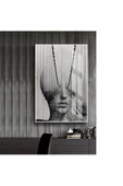 Harikabirev HARİKABİREV|SİYAH BEYAZ SOYUT ABSTRACT KADIN 2 |ÇERÇEVELİ TEMPERLİ CAM TABLO TEKLİ DİKEY thumbnail 2