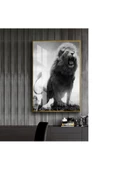 Harikabirev HARİKABİREV|SİYAH-BEYAZ SEVİLEN ASLAN TABLOSU 2 |ÇERÇEVELİ TEMPERLİ CAM TABLO TEKLİ DİKEY thumbnail 1