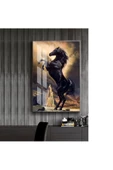 Harikabirev HARİKABİREV|SİYAH-GOLD SEVİLEN ŞAHLANAN AT TABLOSU 1 |ÇERÇEVELİ TEMPERLİ CAM TABLO TEKLİ DİKEY thumbnail 1