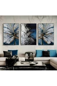 Harikabirev HARİKABİREV|LACİVERT-GÜMÜŞ-GOLD YAPRAK- SOYUT ABSTRACT KOMBİNİ|ÇERÇEVELİ CAM TABLO 3LÜ DİKEY thumbnail 2