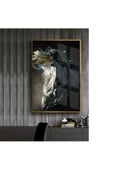 Harikabirev HARİKABİREV|SİYAH-BEYAZ BEYAZ AT TABLOSU 1 |ÇERÇEVELİ TEMPERLİ CAM TABLO TEKLİ DİKEY thumbnail 1