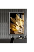 Harikabirev HARİKABİREV|SİYAH-GOLD ABSTRACT TÜY TABLOSU 2 |ÇERÇEVELİ TEMPERLİ CAM TABLO TEKLİ DİKEY thumbnail 1