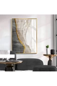 Harikabirev HARİKABİREV|SOYUT GOLD-SİYAH-GRİ ELEGANT DESENLİ MODEL III |ÇERÇEVELİ TEMPERLİ CAM TABLO TEKLİ DİKEY thumbnail 1