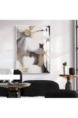 Harikabirev HARİKABİREV|SOYUT GRİ-BEYAZ ÇİÇEK  MODEL 2|ÇERÇEVELİ TEMPERLİ CAM TABLO TEKLİ DİKEY thumbnail 1