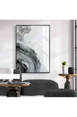 Harikabirev HARİKABİREV|SOYUT SİYAH-BEYAZ SEVİLEN DALGA DESEN MODEL 1|ÇERÇEVELİ TEMPERLİ CAM TABLO TEKLİ DİKEY thumbnail 1