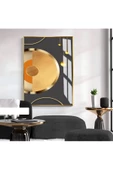 Harikabirev HARİKABİREV| GOLD-TURUNCU SOYUT MODEL 1 |ÇERÇEVELİ TEMPERLİ CAM TABLO TEKLİ DİKEY thumbnail 1