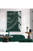 Harikabirev HARİKABİREV|YEŞİL-BEYAZ DESENLİ SOYUT MODEL II |ÇERÇEVELİ TEMPERLİ CAM TABLO TEKLİ DİKEY thumbnail 1