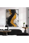 Harikabirev HARİKABİREV|SİYAH-SARI-GRİ SOYUT DESENLİ MODEL 002|ÇERÇEVELİ TEMPERLİ CAM TABLO TEKLİ DİKEY thumbnail 1
