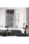 Harikabirev HARİKABİREV|SOYUT GOLD-SİYAH-GRİ ELEGANT DESENLİ MODEL II |ÇERÇEVELİ TEMPERLİ CAM TABLO TEKLİ DİKEY thumbnail 1