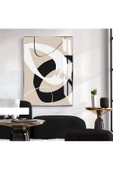 Harikabirev HARİKABİREV|BEJ-SİYAH-KREM SOYUT MODEL II |ÇERÇEVELİ TEMPERLİ CAM TABLO TEKLİ DİKEY thumbnail 1