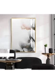 Harikabirev HARİKABİREV|SOYUT SİYAH-BEYAZ GOLD DESENLİ MODEL I |ÇERÇEVELİ TEMPERLİ CAM TABLO TEKLİ DİKEY thumbnail 1