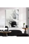 Harikabirev HARİKABİREV|SİYAH-GRİ DALGA DESEN SOYUT MODEL 2|ÇERÇEVELİ TEMPERLİ CAM TABLO TEKLİ DİKEY thumbnail 1