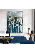 Harikabirev HARİKABİREV|LACİVERT-GOLD AĞAÇLI SOYUT MODEL 1|ÇERÇEVELİ TEMPERLİ CAM TABLO TEKLİ DİKEY thumbnail 1