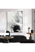 Harikabirev HARİKABİREV|SİYAH-GRİ DALGA DESEN SOYUT MODEL 2|ÇERÇEVELİ TEMPERLİ CAM TABLO TEKLİ DİKEY thumbnail 1